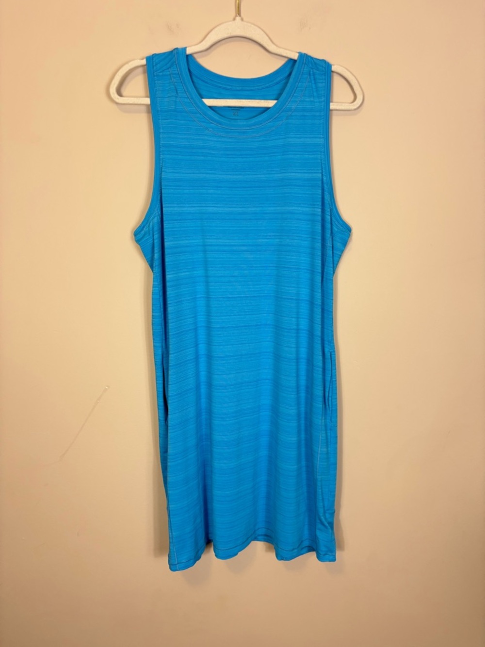 Athleta Bright Blue Striped‎ Workout Athletic Wear Dress Large Tall